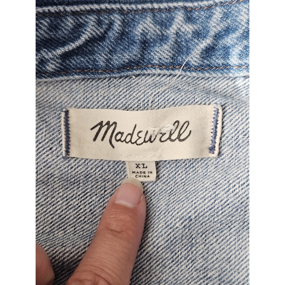Madewell Denim Shorts Romper Long Sleeve Button-Up Jumpsuit XL - Picture 8 of 16